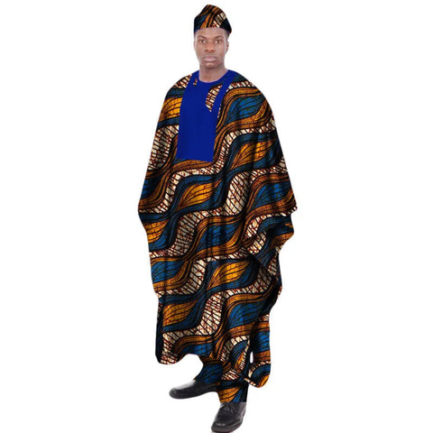 Men’s African Print Dashiki Robe Set with Hat M250130