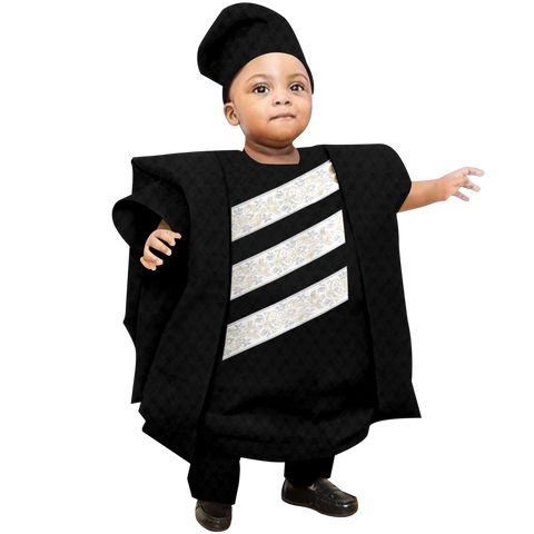 Boys African Print 3-Piece Dashiki Outfit with Hat K250116