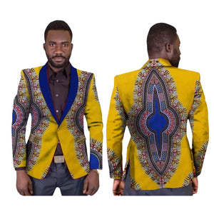 Men's African Dashiki Print Single Button Blazer Jacket M250120