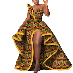 Ankara Floral Print Strapless Maxi Dress – African Party Style W250169