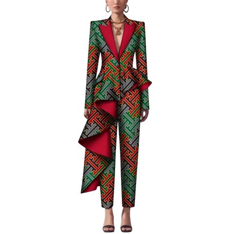 African Dashiki Print Pant Suit Set for Women W250182