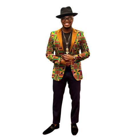 Men’s African Print Dashiki Jacket – Vibrant Long Sleeve Blazer M250107