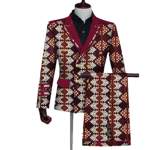 Men’s Bazin Riche Ankara Print 2-Piece Blazer & Pants Set M250111
