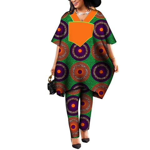 Ankara Print Agbada Two-Piece Set – African Dashiki Suit W250225