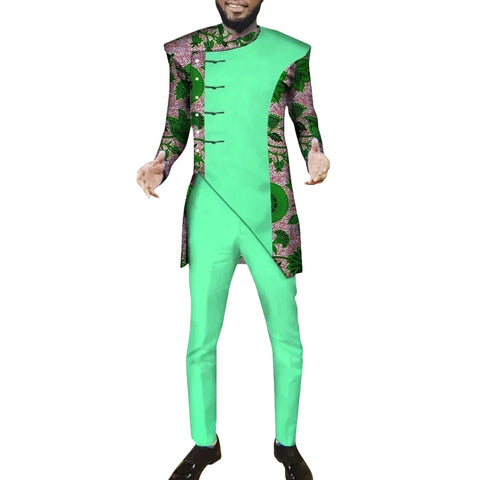 Modern African Print Suit Set for Men – Dashiki Inspired 2-Piece Outfit M250165