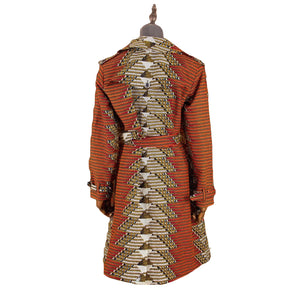 African Ankara Batik Print Cotton Trench Coat for Women W250211