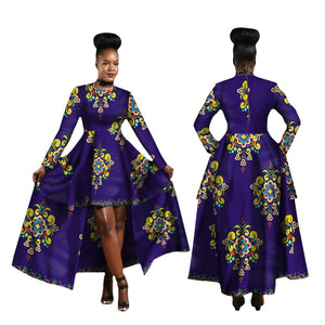 Kente Dashiki Maxi Dress – Vibrant African Print Cotton Gown W250126