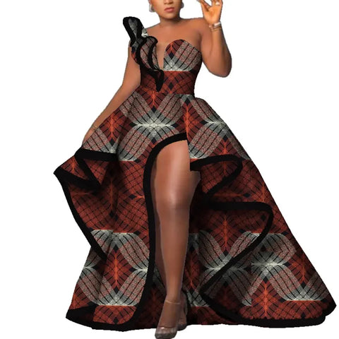 Ankara Floral Print Strapless Maxi Dress – African Party Style W250169