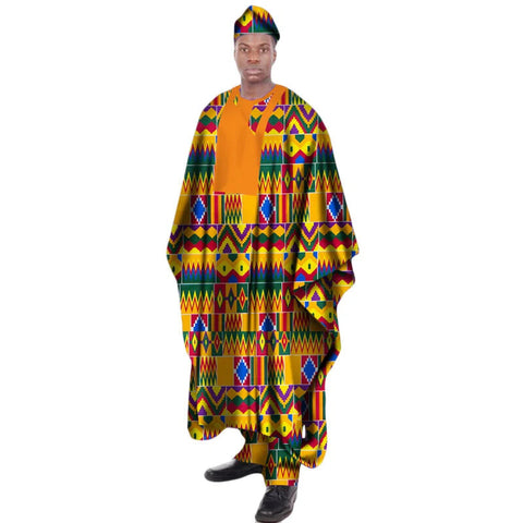 Men’s African Print Dashiki Robe Set with Hat M250130