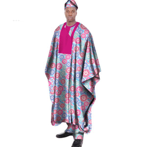 Men’s African Print Dashiki Robe Set with Hat M250130