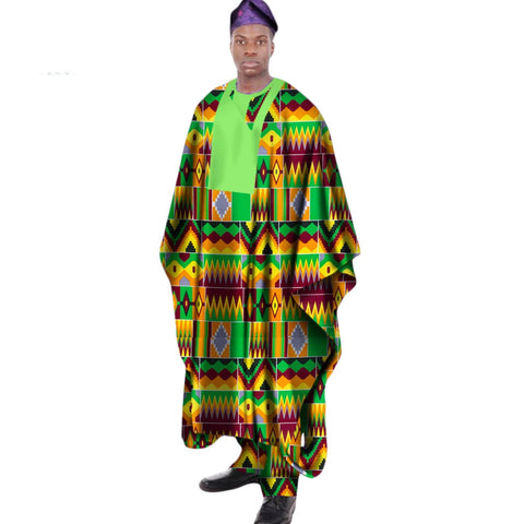 Men’s African Print Dashiki Robe Set with Hat M250130