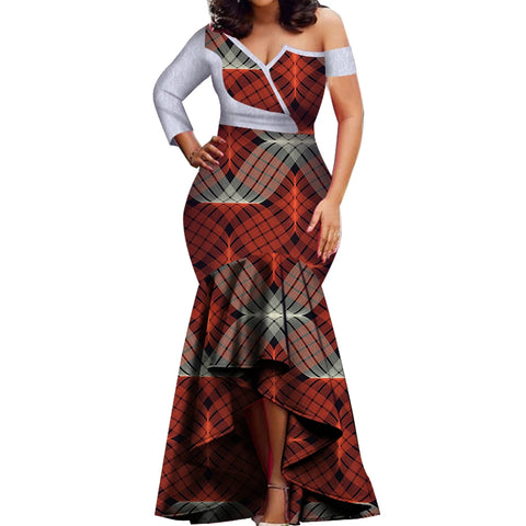 Spring Dashiki Lace Patchwork African Dress for Women W250190