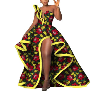 Ankara Floral Print Strapless Maxi Dress – African Party Style W250169
