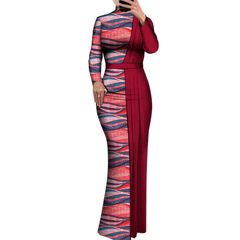 Elegant Dashiki Print Long Bodycon Dress for Special Occasions W250212