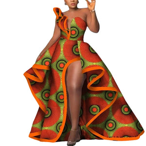 Ankara Floral Print Strapless Maxi Dress – African Party Style W250169