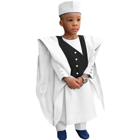 Boys' African Print 3-Piece Set – Shirt, Pants & Hat K250115