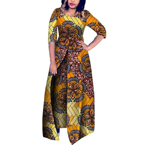 Modern African Print Half Sleeve Jumpsuit for Women W250178