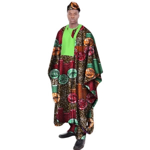 Men’s African Print Dashiki Robe Set with Hat M250130