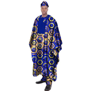 Men’s African Print Dashiki Robe Set with Hat M250130