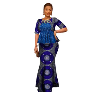 Vibrant Ankara Print Cotton Top & Maxi Skirt Set for Women W250101