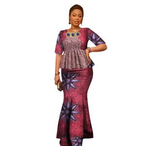 Vibrant Ankara Print Cotton Top & Maxi Skirt Set for Women W250101