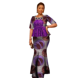 Vibrant Ankara Print Cotton Top & Maxi Skirt Set for Women W250101