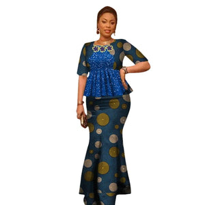 Vibrant Ankara Print Cotton Top & Maxi Skirt Set for Women W250101