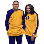 Couples African Dashiki Suit Set – Bold Wax Print Outfits C250102
