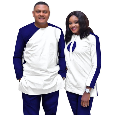 Couples African Dashiki Suit Set – Bold Wax Print Outfits C250102