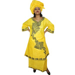 Bazin Riche Embroidered African Dress with Matching Headscarf W250152