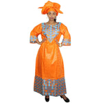 Elegant African Bazin Riche Embroidered Dashiki Maxi Dress W250148