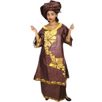 Bazin Riche Embroidered African Dress with Matching Headscarf W250152