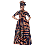 Vibrant Ankara Maxi Dress with Headwrap – African Elegance W250210