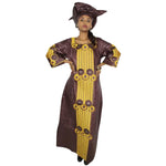 Elegant African Embroidered Long Dress with Matching Scarf W250155