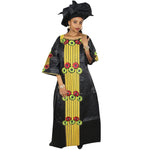 Elegant African Embroidered Long Dress with Matching Scarf W250155