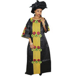 Elegant African Embroidered Long Dress with Matching Scarf W250155