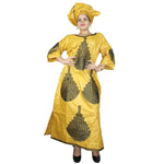 Elegant African Embroidered Bazin Maxi Dress for Women W250159