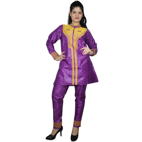 Elegant Embroidered Dashiki Bazin Riche Set – Top & Pants W250160