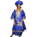 Bazin Riche Embroidered African Dress with Matching Headscarf W250152