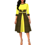 Ankara Print O-Neck Floral Dress – Half Sleeve African A-Line W250131