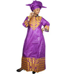 Elegant African Bazin Riche Embroidered Dashiki Maxi Dress W250148