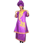 Bazin Riche Embroidered African Dress with Matching Headscarf W250152