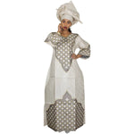 Elegant African Bazin Riche Embroidered Dress with Scarf W250139