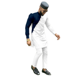Bazin Riche 3-Piece African Men's Set – Shirt, Pants & Hat M250199