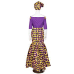 Off-Shoulder African Wax Print Dress with Embroidery Details W250105