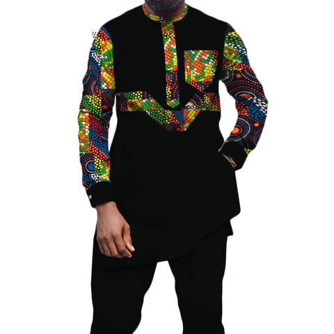 Men’s African Dashiki 2-Piece Cotton Set – Long Sleeve Shirt & Pants M250163