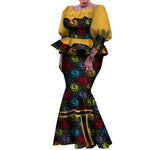 Elegant Pleated African Skirt Set with Peplum Top W250226