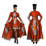 Kente Dashiki Maxi Dress – Vibrant African Print Cotton Gown W250126
