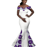 Elegant African Wax Print Maxi Dress for Evening & Special Events W250171