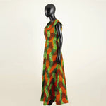 Vibrant Ankara Print Maxi Dress – Sleeveless African Cotton Gown W250202